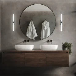 Runt LED-væglampe IP44 direkte 4.000 K sort