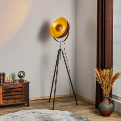 Rustfarvet trebenet gulvlampe Xirena I