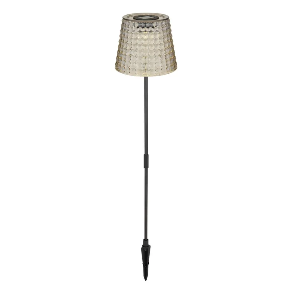 36635-2S solcelle-lampe med jordspyd, 2, sort/røg