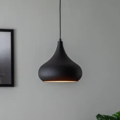 Saglam 3774 hængelampe 1 lyskilde Ø30cm sort/guld