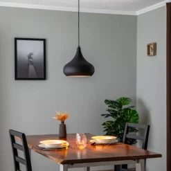 Saglam 3774 hængelampe 1 lyskilde Ø30cm sort/guld