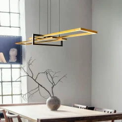 Salinas hængelampe, messingfarvet, metal, 110 cm lang