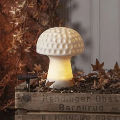 Sandy LED-solcellelampe, 24 cm, hvid, plast, svampeform