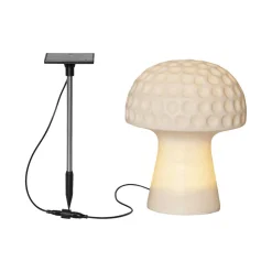 Sandy LED-solcellelampe, 24 cm, hvid, plast, svampeform