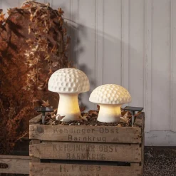 Sandy LED-solcellelampe, 24 cm, hvid, plast, svampeform