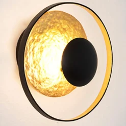 Satellite væglampe, Ø 19 cm, sort-guld