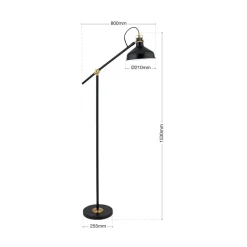 Schiller gulvlampe, sort, metal, 153 cm, justerbar