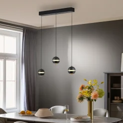 Schöner Wohnen LED-hængelampe Lini sort 3 lyskilder lang 3.000K