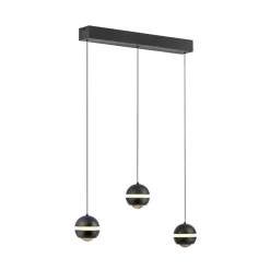 Schöner Wohnen LED-hængelampe Lini sort 3 lyskilder lang 3.000K