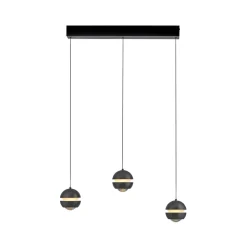 Schöner Wohnen LED-hængelampe Lini sort 3 lyskilder lang 3.000K