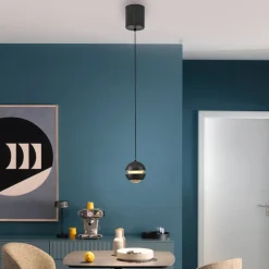 SCHÖNER WOHNEN LED-hængelampe Lini, sort, 1 lyskilde, 3.000K