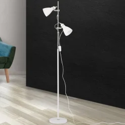 School gulvlampe med to spot, hvid