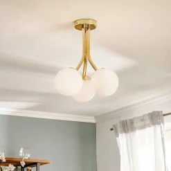 Selva loftlampe med tre glaskugler, guld