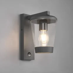 Sensor-udendørs væglampe CAVADO, antracit, højde 28 cm, IP44