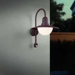 Sensor-udendørs væglampe NORMAN, rust, Ø 30 cm metal/glas IP44