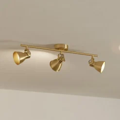 Seras loftsspot, børstet messing-guld, 3-flamme