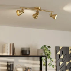 Seras loftsspot, børstet messing-guld, 3-flamme