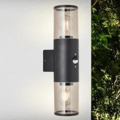 Sergioro udendørs væglampe, 2 lyskilder med sensor