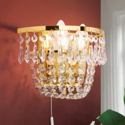 SHERATA krystalvæglampe i guld