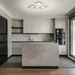 Simes loftlampe, hvid, metal, 48x48 cm, CCT, fjernbetjening