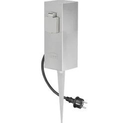 Søjle med dobbelt stikkontakt Connect S2 m. jordspyd Jordspyd