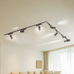 Skinnesystem 48V Lumaro, spots, 7 lyskilder, sort, Ø 4 cm