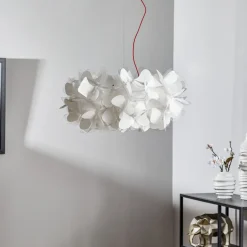 Slamp hængelampe Clizia Mama Non Mama, Ø53cm, hvid/rød