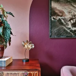 Slamp LaFleur LED-bordlampe, genopladeligt batteri, fløjl