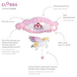 Slot loftlampe til børneværelset med enhjørning