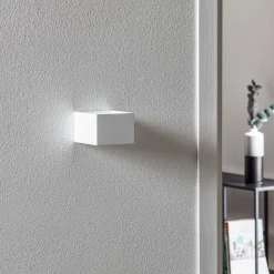 SLV LED-væglampe Logs In, hvid/hvid, aluminium, bredde 10 cm