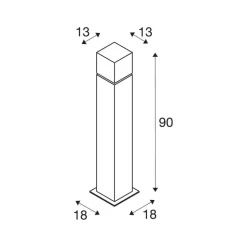 SLV vejlampe Square Pole, højde 90 cm, grå, stål