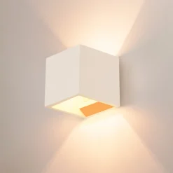 SLV væglampe Plastra QT14, hvid, gips, bredde 11,5 cm