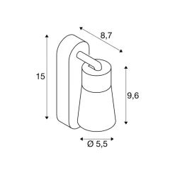 SLV væglampe Puri 2.0 Cone, grå, bredde 15 cm, metal