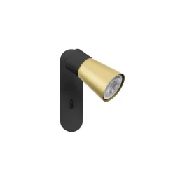 SLV væglampe Puri 2.0 Cone, sort/guldfarvet, 15 cm