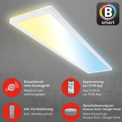 Smart LED loftlampe Tava, 98x20 cm, CCT, dæmpbar