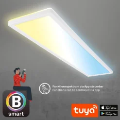 Smart LED loftlampe Tava, 98x20 cm, CCT, dæmpbar