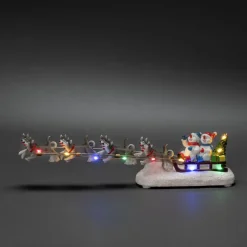 Snemand med hundeslæde borddeko, farverige LED'er