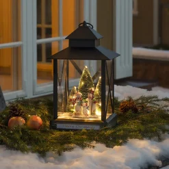 Snemænd LED-dekorationslygte, sort, IP44, 42cm