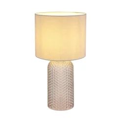 Sofia bordlampe, grå, højde 50 cm, stof/glas