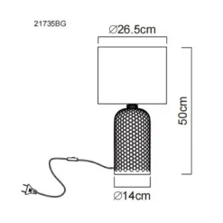 Sofia bordlampe, lysegrøn, højde 50 cm, stof/glas