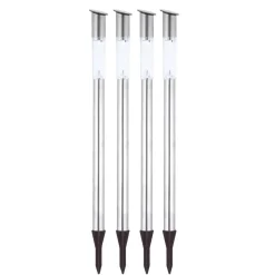 Solar-LED-vejlampe jordspyd stål 4-sæt