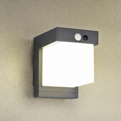 Solar-væglampe Colombo, sort mat, højde 14 cm, sensor