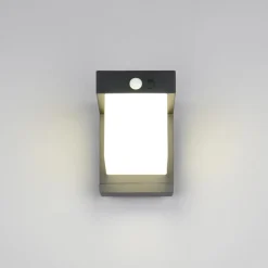 Solar-væglampe Colombo, sort mat, højde 14 cm, sensor