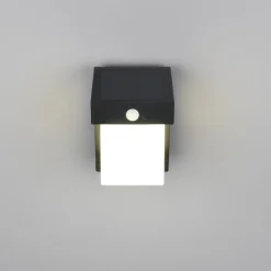 Solar-væglampe Colombo, sort mat, højde 14 cm, sensor