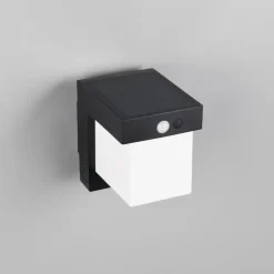 Solar-væglampe Colombo, sort mat, højde 14 cm, sensor