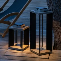 Solcellelanterne Teckalu, aluminium sort, 45,5 cm