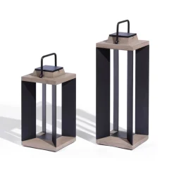 Solcellelanterne Teckalu, aluminium sort, 45,5 cm