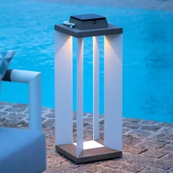 Solcellelanterne Teckalu, Duratek/hvid, 65,5 cm