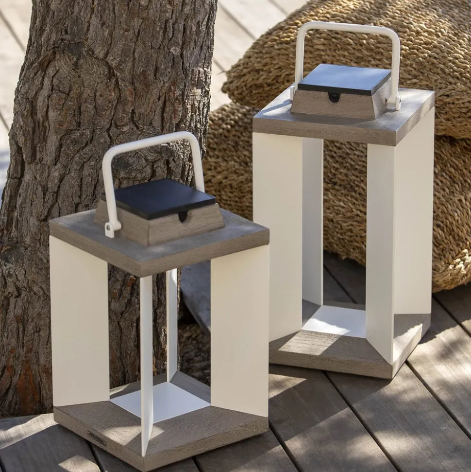 Solcellelanterne Teckalu, Duratek/hvid, 65,5 cm