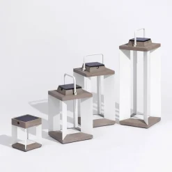 Solcellelanterne Teckalu, Duratek/hvid, 65,5 cm